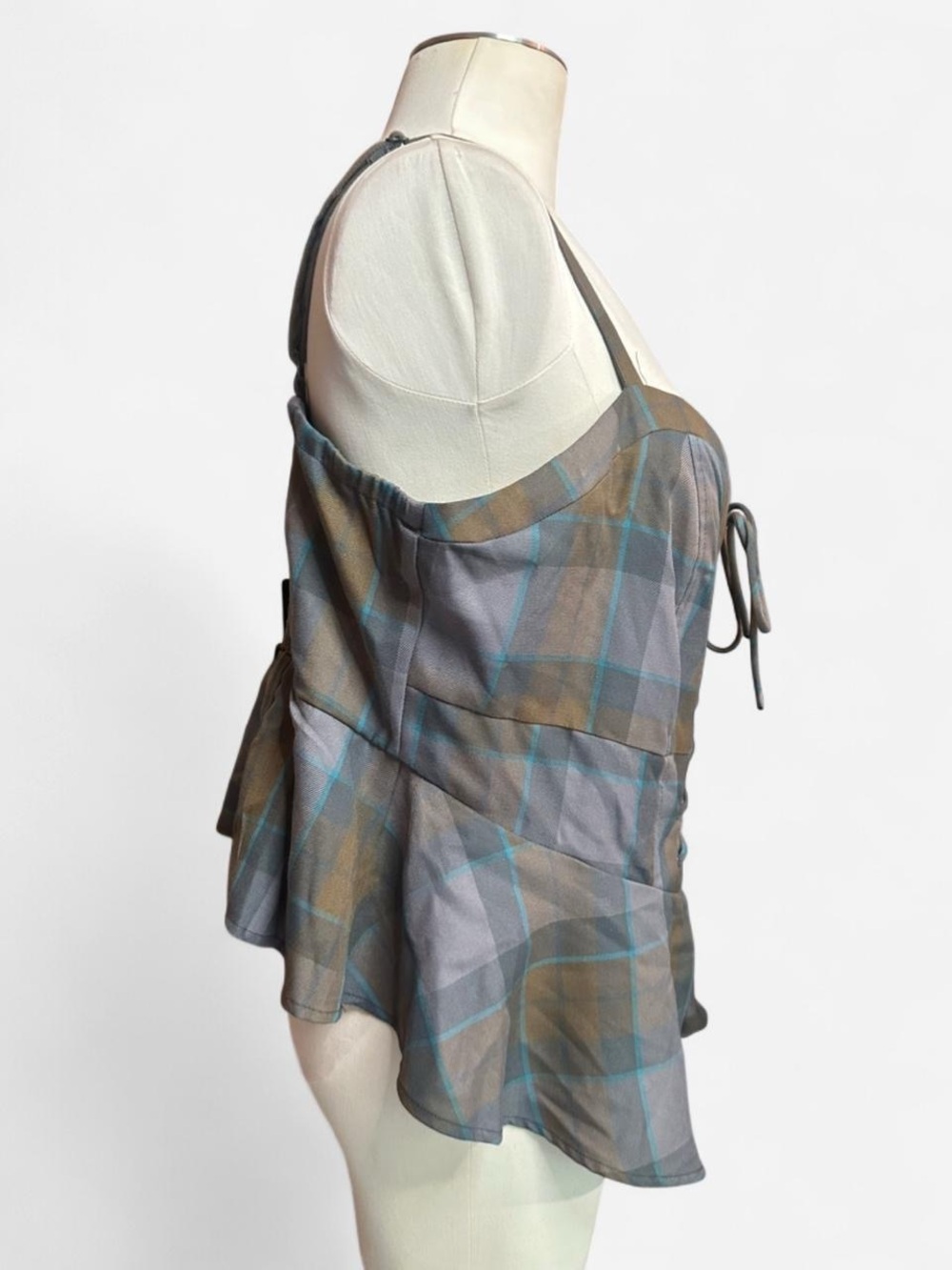 Outlander x Torrid Plaid Accessory with Celtic Corset Detail in Olive & Gray - Picture 2 of 6